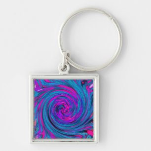 Chaveiro Ritmo retrô rosa-quente, púrpura e Abstrato azul