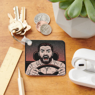 Chaveiro Road Rage Comic – Driver’s Fury Unleashed