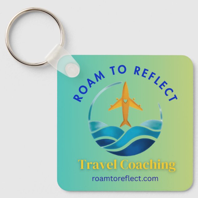 Chaveiro Roam to Reflect azul e amarelo (Frente)