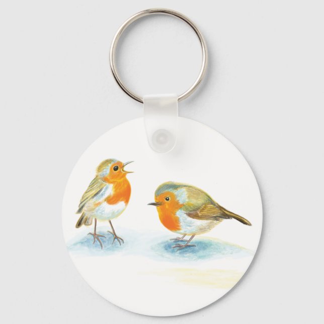 Chaveiro Robins vermelhos no inverno (Frente)