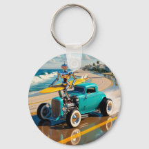 robô vintage com surfboard , na praia