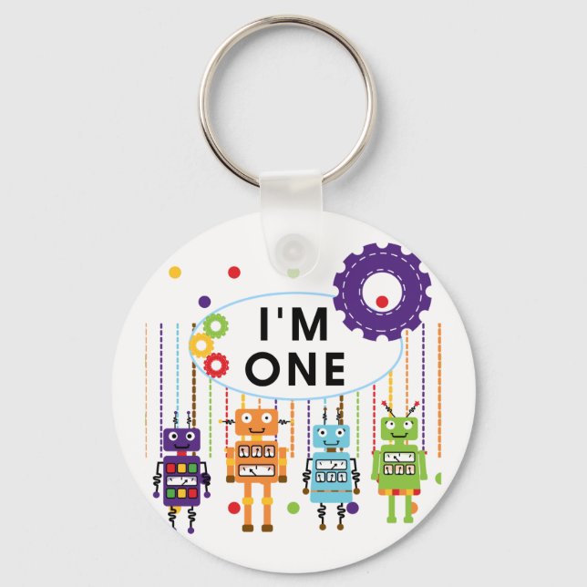 Chaveiro Robot Primeiro Aniversário Camisetas e Presentes (Frente)