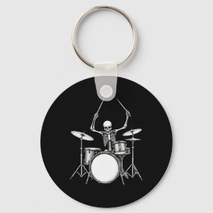 Chaveiro Rock N Roll Drummer Skeleton Tocando Tambores