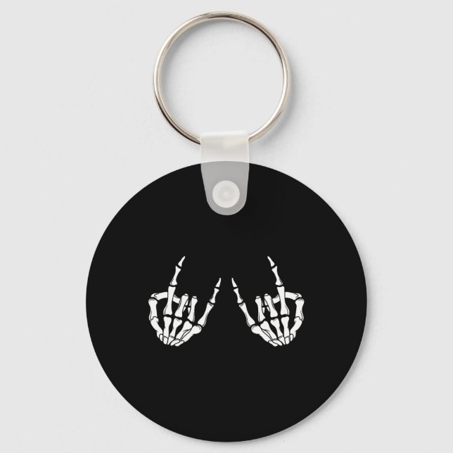 Chaveiro Rock On Rock Star Skeleton Mãos Rocker Spooky Hal (Frente)
