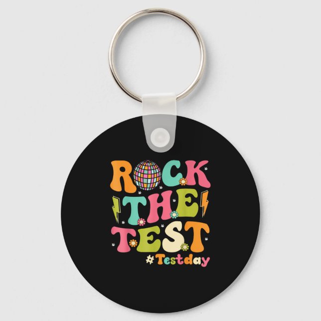 Chaveiro Rock The Test Testing Day Retro Motivational Teach (Frente)