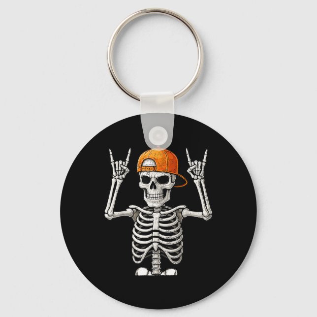 Chaveiro Rocker Skeleton Hand Rock Sobre O Halloween Engraç (Frente)