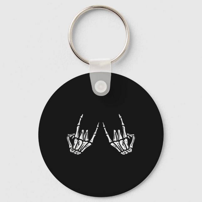 Chaveiro Rocker Skeleton Hand Rock Sobre O Halloween Engraç (Frente)
