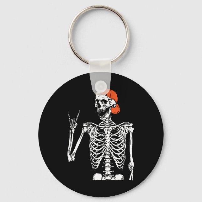 Chaveiro Rocker Skeleton Hand Rock Sobre O Halloween Engraç (Frente)