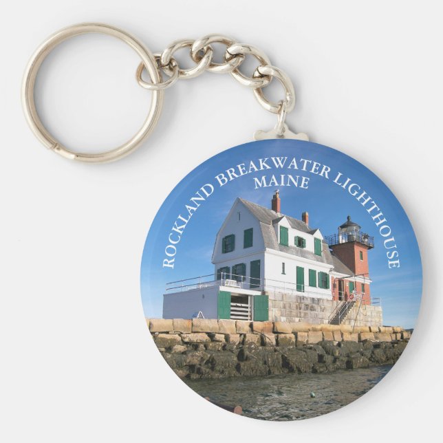 Chaveiro Rockland Breakwater Farol Maine Round Keyring (Frente)