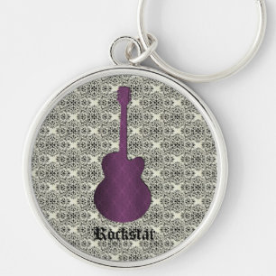 Chaveiro Rockstar Damask Guitar Chaveiro, Roxo