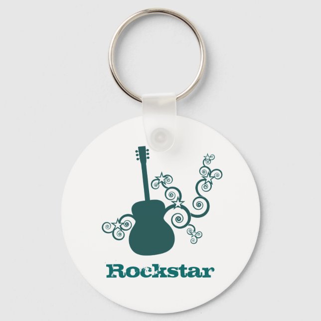 Chaveiro Rockstar Guitar Chaveiro, Teal Escuro (Frente)