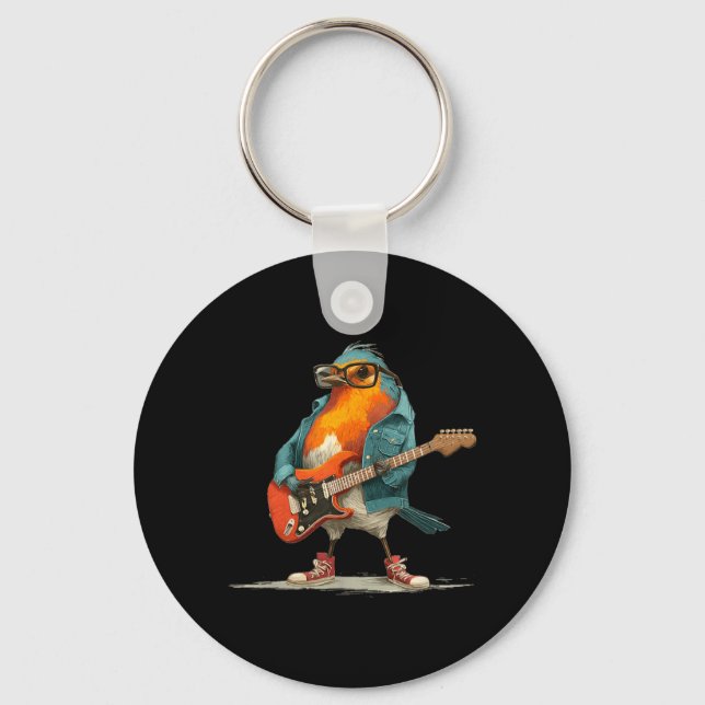 Chaveiro Rockstar Robin Bird com Jaqueta e Guitarra Elétric (Frente)