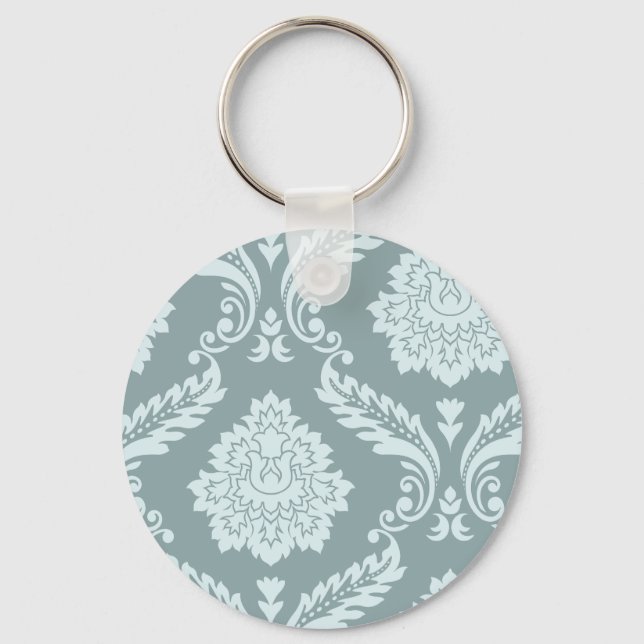 Chaveiro Rococo Damask Art I Duck Egg Blue+Teal (Frente)