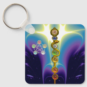 CHAVEIRO ROD DE ASCLEPIUS 7 CHAKRAS,YOGA,ENERGIA ESPIRITUAL