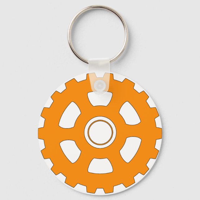 Chaveiro Roda Dentada Laranja Industrial (Frente)