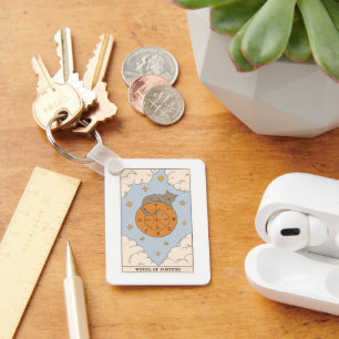 Chaveiro Roda do cartão de tarot da Fortune Arcana moderna