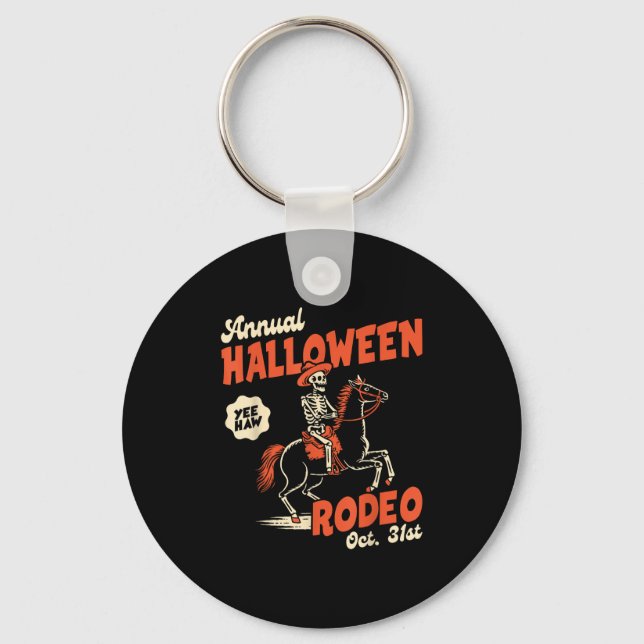 Chaveiro Rodeio de Halloween Cavalo Ocidental Caubói Outono (Frente)
