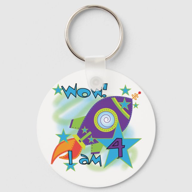Chaveiro Roket Ship 4th Birthday T-shirts e presentes (Frente)