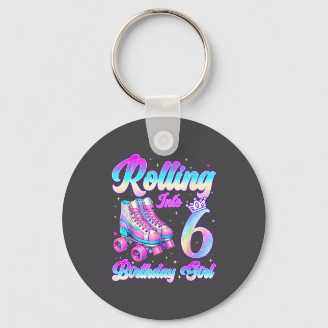 Chaveiro Rolling Into 6 Year Old Roller Skating 6th Birthda (Frente)