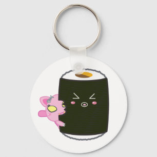 Chaveiro Rolo de sushi de Kawaii com Nadel o gato