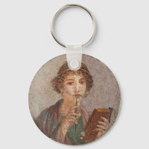 Chaveiro Roman Fresco Pompeii Sappho Girl Tablet & Stylus