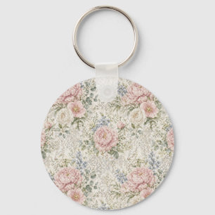Chaveiro Romance Vitoriana: Peônias Coradas Renda Delicada
