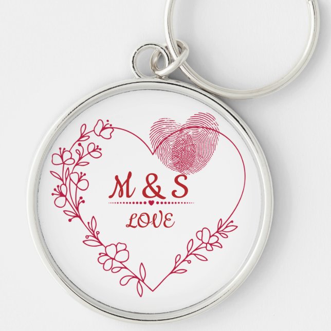 Chaveiro Romantic Fingerprint Heart Keychain (Frente)