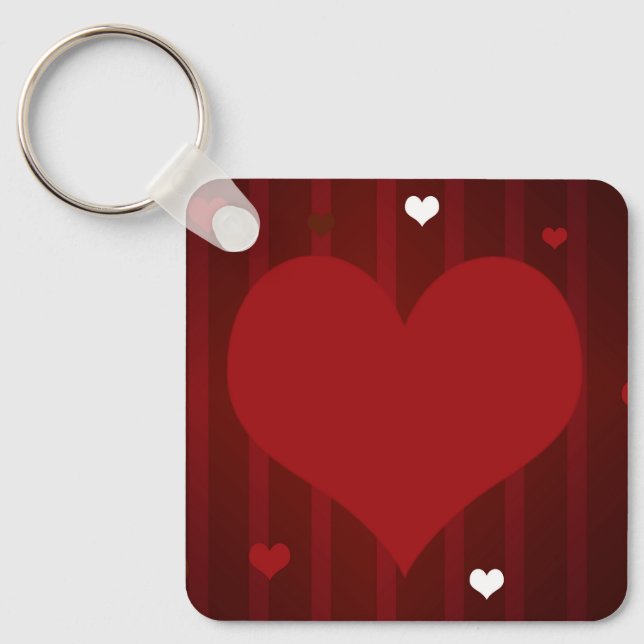 Chaveiro Romântico Vermelho e Branco me amam Namorados card (Frente)