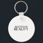Chaveiro Rooted In Reality Minimalist Typewriter<br><div class="desc">Carry your philosophy with you. A clear,  heavy-duty acrylic keychain featuring high-definition typewriter printing on both sides for a modern look.</div>