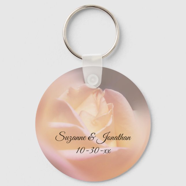 Chaveiro Rosa Amarela Sonhadora Casamento Personalizado  (Frente)