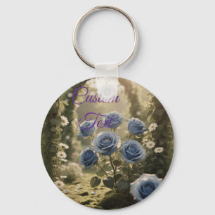 Chaveiro Rosa Azul Encantado - Ênfase Romântica Floral