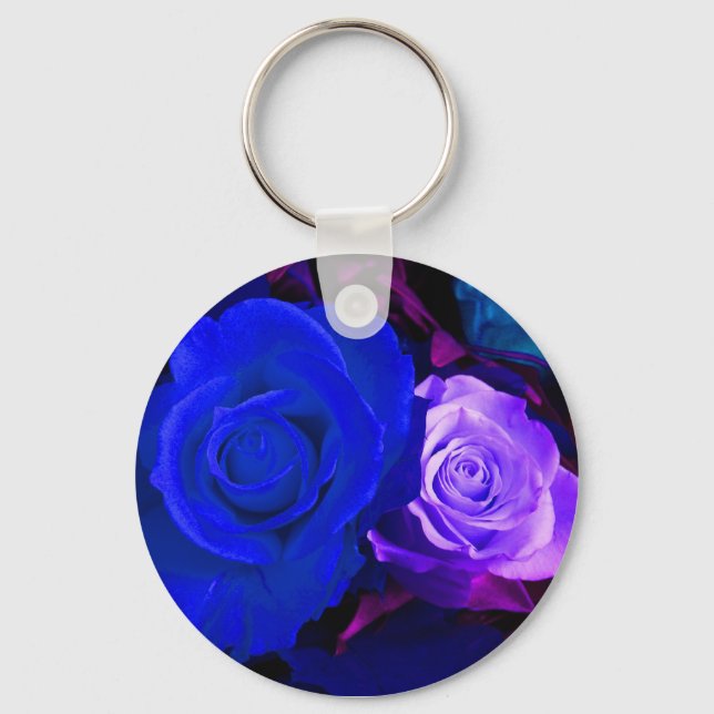 Chaveiro Rosa azul roxo - Personalizável (Frente)
