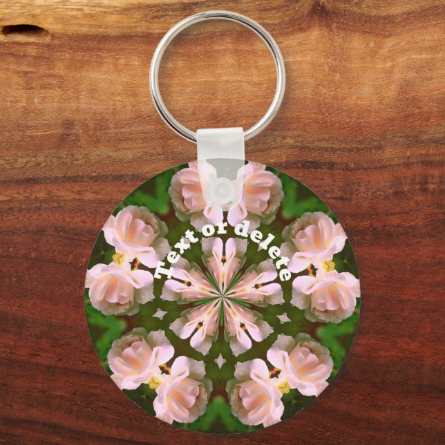 Chaveiro Rosa Branca Caleidoscópio Flor Arte Personalizada (Frente)