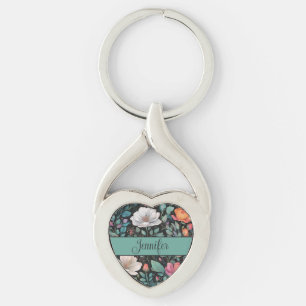 Chaveiro Rosa Branca e Rosa Elegante Personalizada