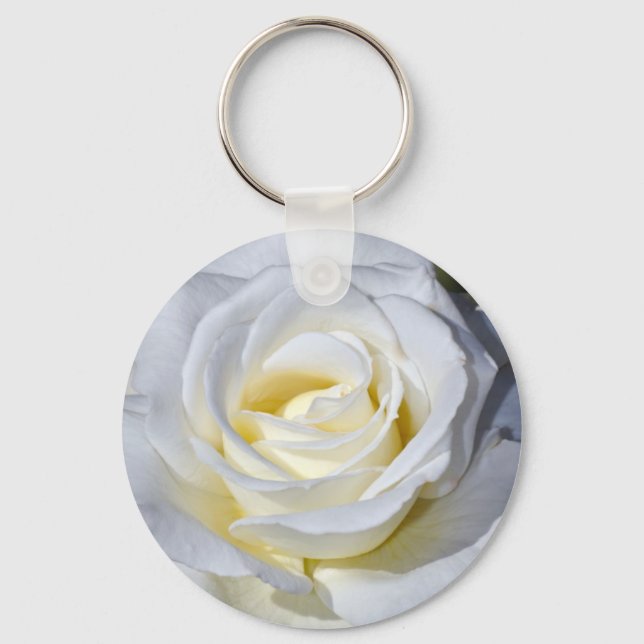 Chaveiro Rosa branca única desabrocha (Frente)