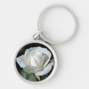Chaveiro Rosa branco com orvalho