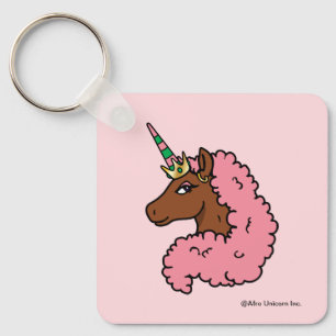 Chaveiro Rosa claro Afro Unicorn