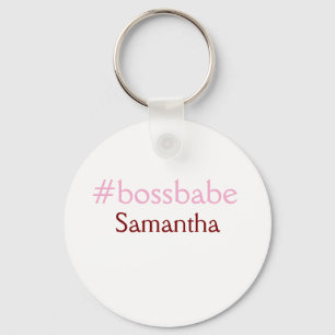 Chaveiro Rosa claro de hashtag Bossbabe adiciona nome e che