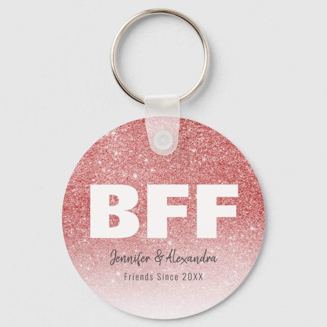 Chaveiro Rosa de BFF - Brilhante Dourada Personalizado Melh (Frente)