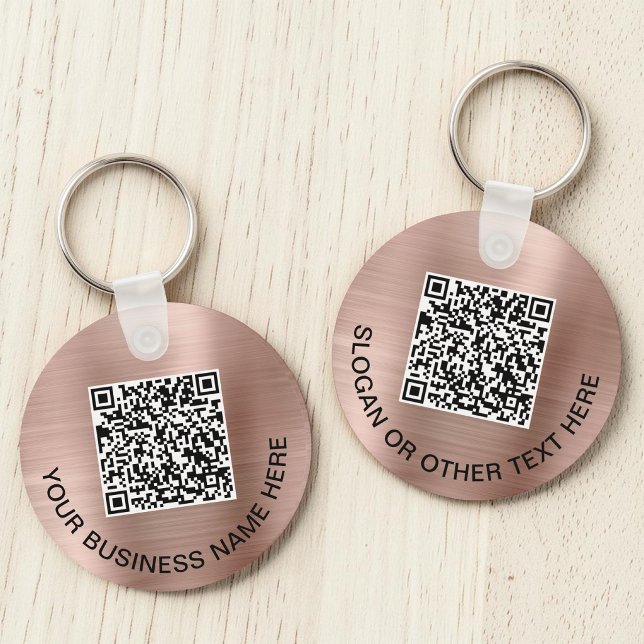 Chaveiro Rosa de Código QR do promocional Dourado (Promotional QR Code Rose Gold Keychain)