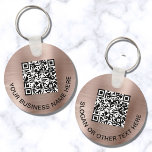 Chaveiro Rosa de Código QR do promocional Dourado<br><div class="desc">Chaveiro de promocional moderno e simples para sua empresa ou organização com um fundo metálico falso de rosa de ouro escovado. Adicione seu código QR ou logotipo e duas linhas de texto personalizado,  como nome da sua empresa,  slogan,  obrigado,  etc.</div>