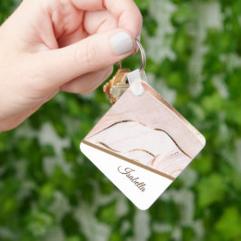 Chaveiro Rosa de mármore moderno Luxe e Dourado