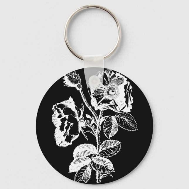Chaveiro Rosa de preto gótico (Frente)