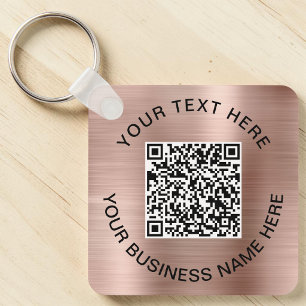 Chaveiro Rosa de Promocional de Código QR Dourado
