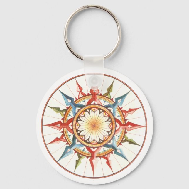 Chaveiro rosa de vento, bússola (Frente)