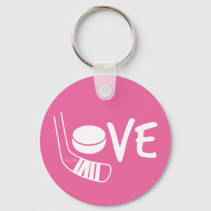 Chaveiro Rosa do disco da vara de hóquei das meninas das