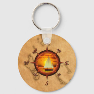 Chaveiro Rosa do veleiro e de compasso