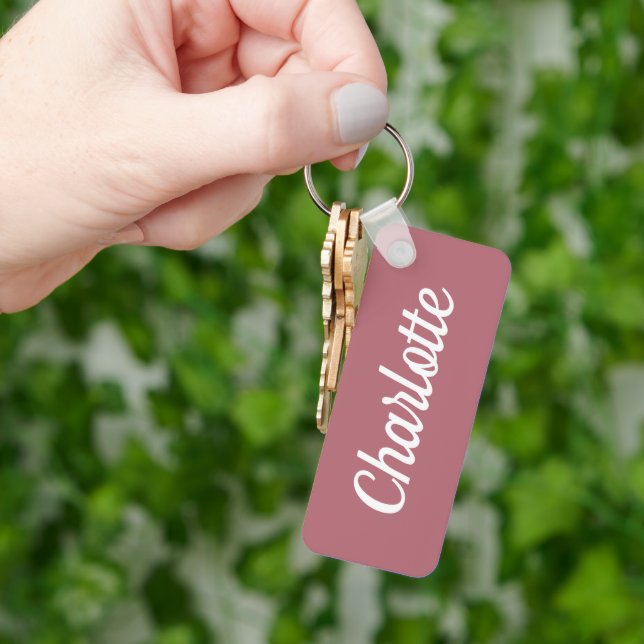 Chaveiro Rosa Dourado e Nome Personalizado Branco (Mão)