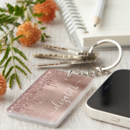 Chaveiro Rosa Dourado Lixo Luminoso Monograma