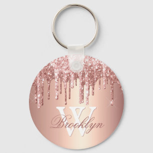 Chaveiro Rosa Dourado Minigráfico Glitter Drives Monograma